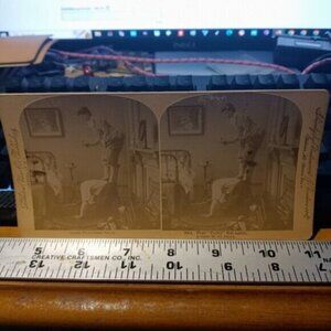 That Pesky Rat Again Vintage 1891 Stereoview Photo Card - Littleton View Co.